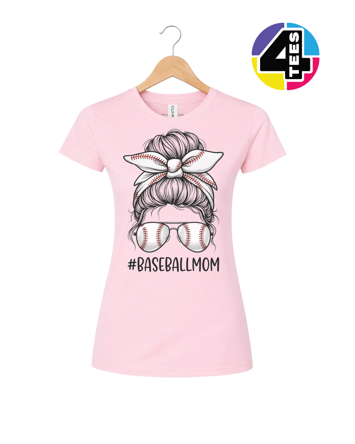 Baseball Mom Messy Bun Women's Tee