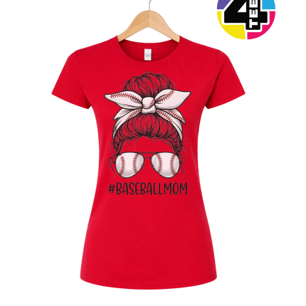 Baseball Mom Messy Bun Women's Tee