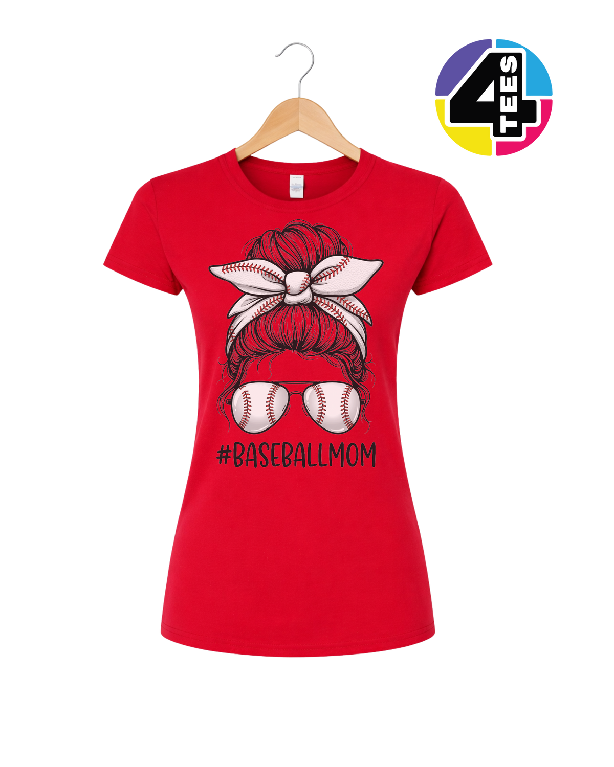 Baseball Mom Messy Bun Women's Tee