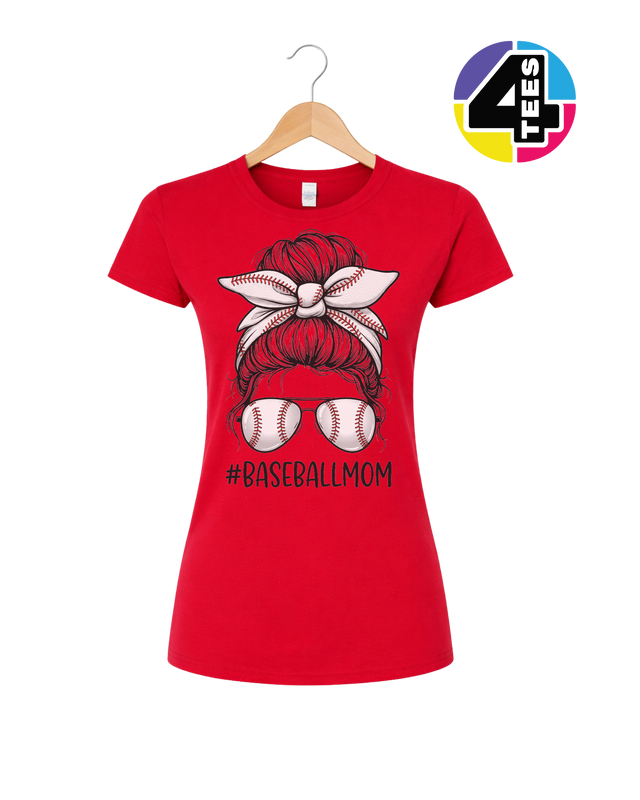 Baseball Mom Messy Bun Women's Tee