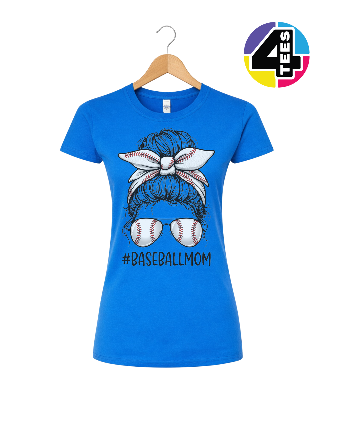 Baseball Mom Messy Bun Women's Tee