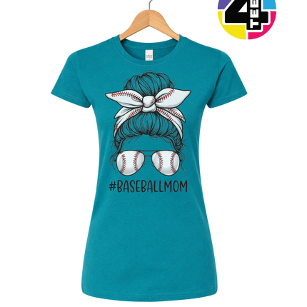 Baseball Mom Messy Bun Women's Tee