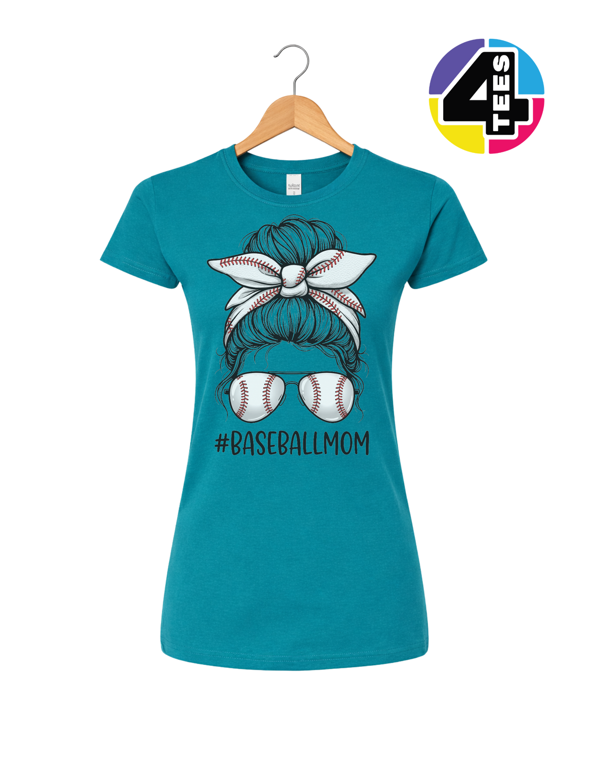 Baseball Mom Messy Bun Women's Tee