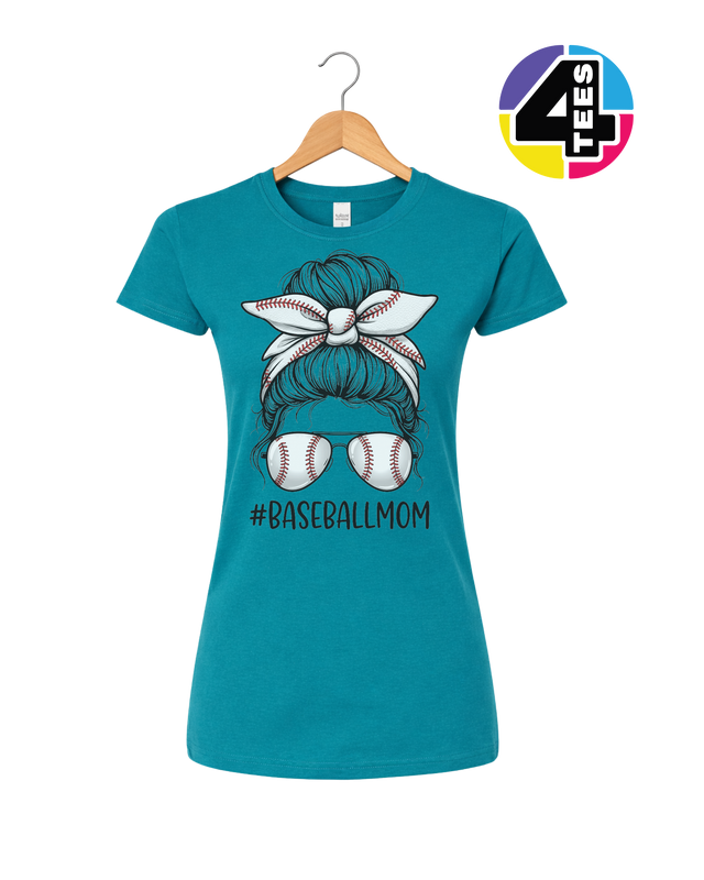 Baseball Mom Messy Bun Women's Tee