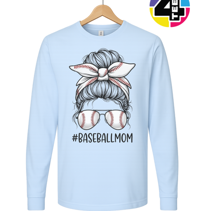 Baseball Mom Messy Bun Long Sleeve Tee