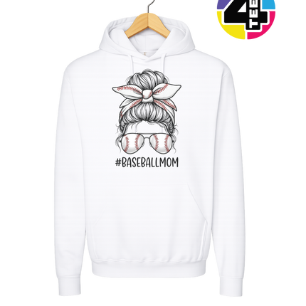 Baseball Mom Messy Bun Hoodie