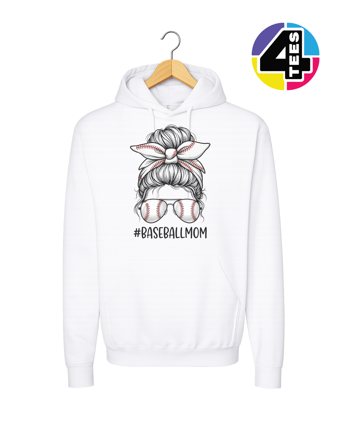 Baseball Mom Messy Bun Hoodie