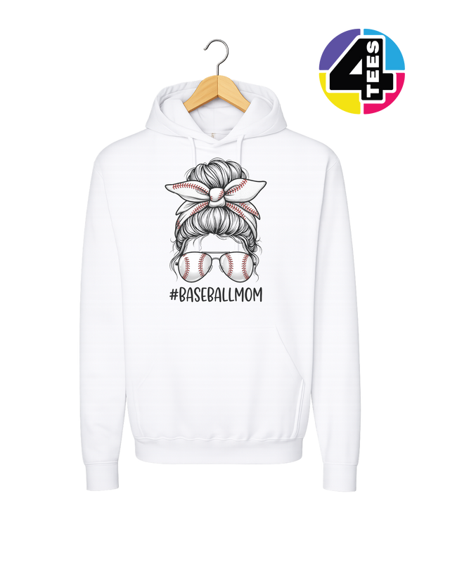 Baseball Mom Messy Bun Hoodie