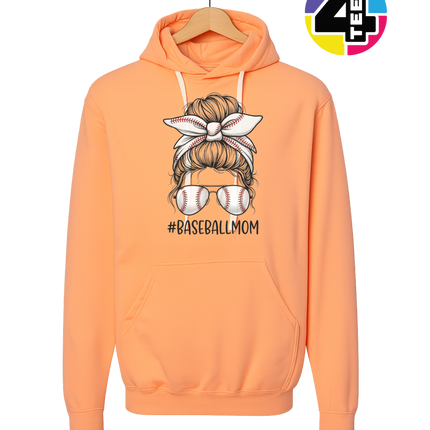 Baseball Mom Messy Bun Hoodie