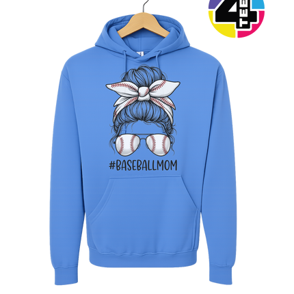 Baseball Mom Messy Bun Hoodie