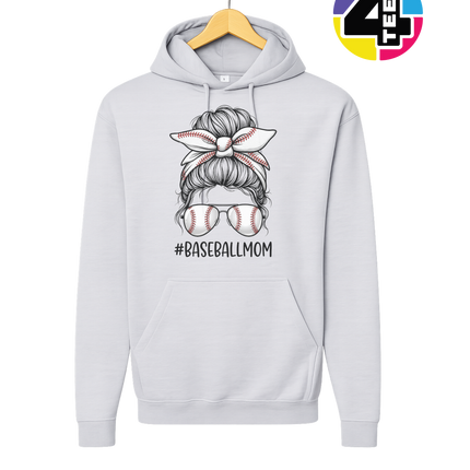 Baseball Mom Messy Bun Hoodie