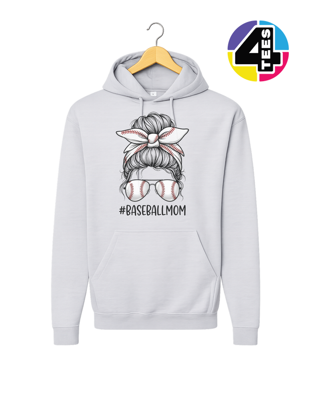Baseball Mom Messy Bun Hoodie