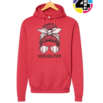 Baseball Mom Messy Bun Hoodie