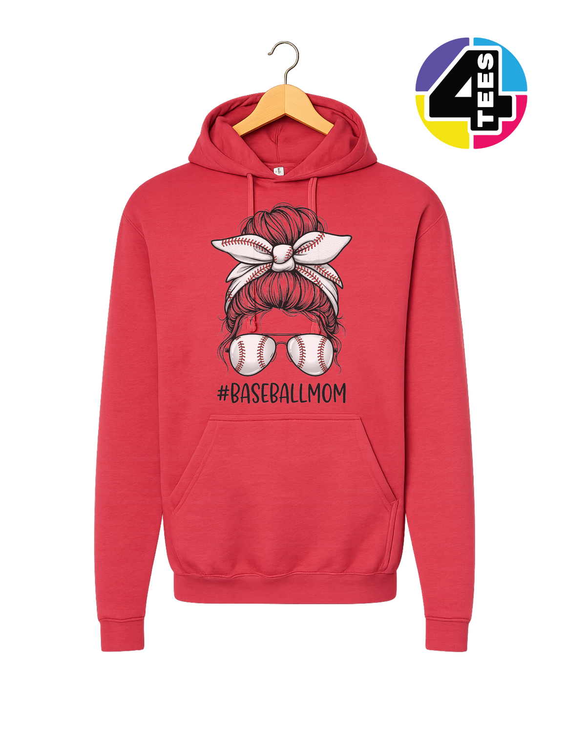 Baseball Mom Messy Bun Hoodie
