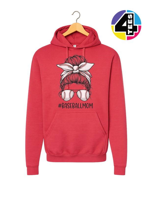 Baseball Mom Messy Bun Hoodie
