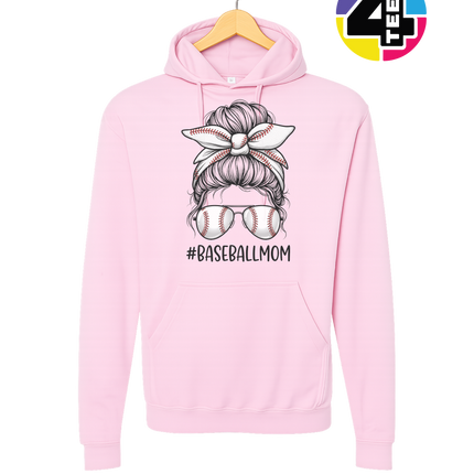 Baseball Mom Messy Bun Hoodie