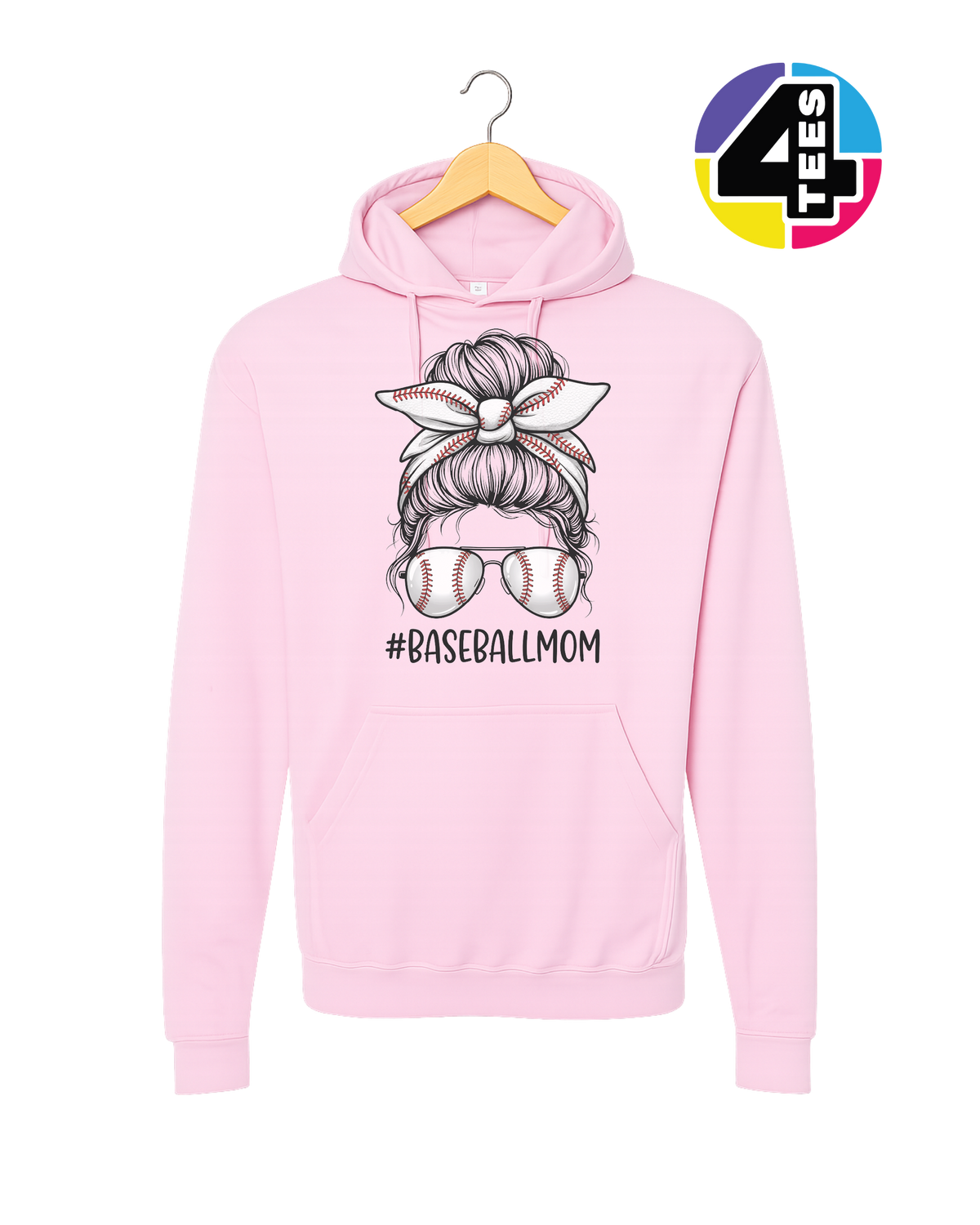 Baseball Mom Messy Bun Hoodie