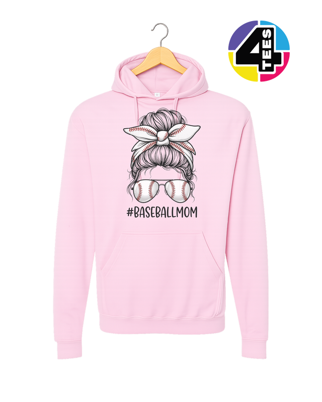 Baseball Mom Messy Bun Hoodie
