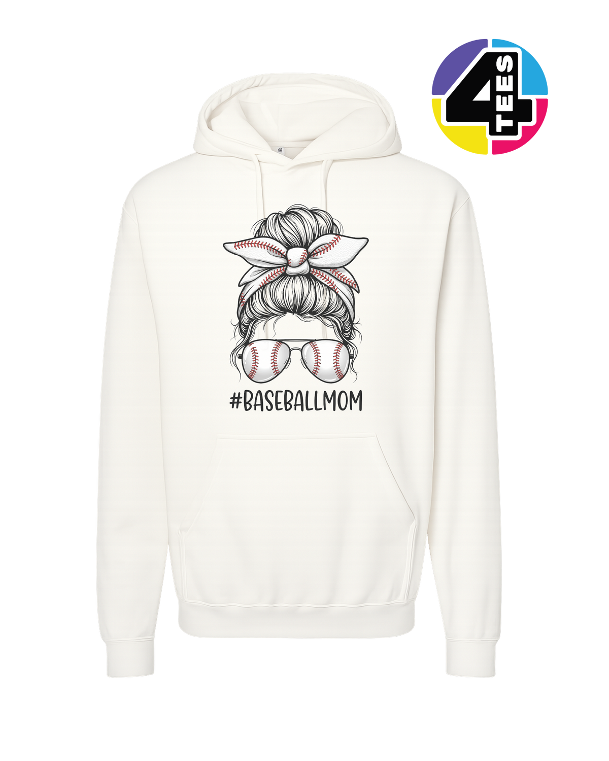 Baseball Mom Messy Bun Hoodie