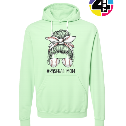 Baseball Mom Messy Bun Hoodie