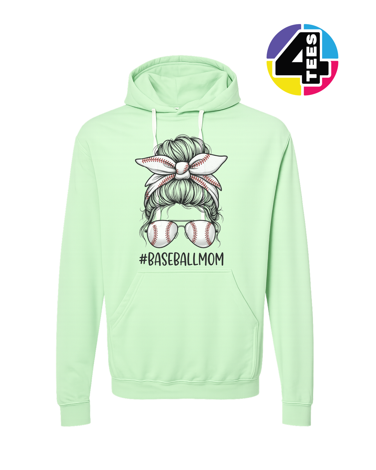 Baseball Mom Messy Bun Hoodie