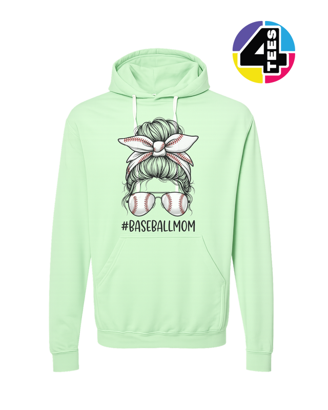 Baseball Mom Messy Bun Hoodie