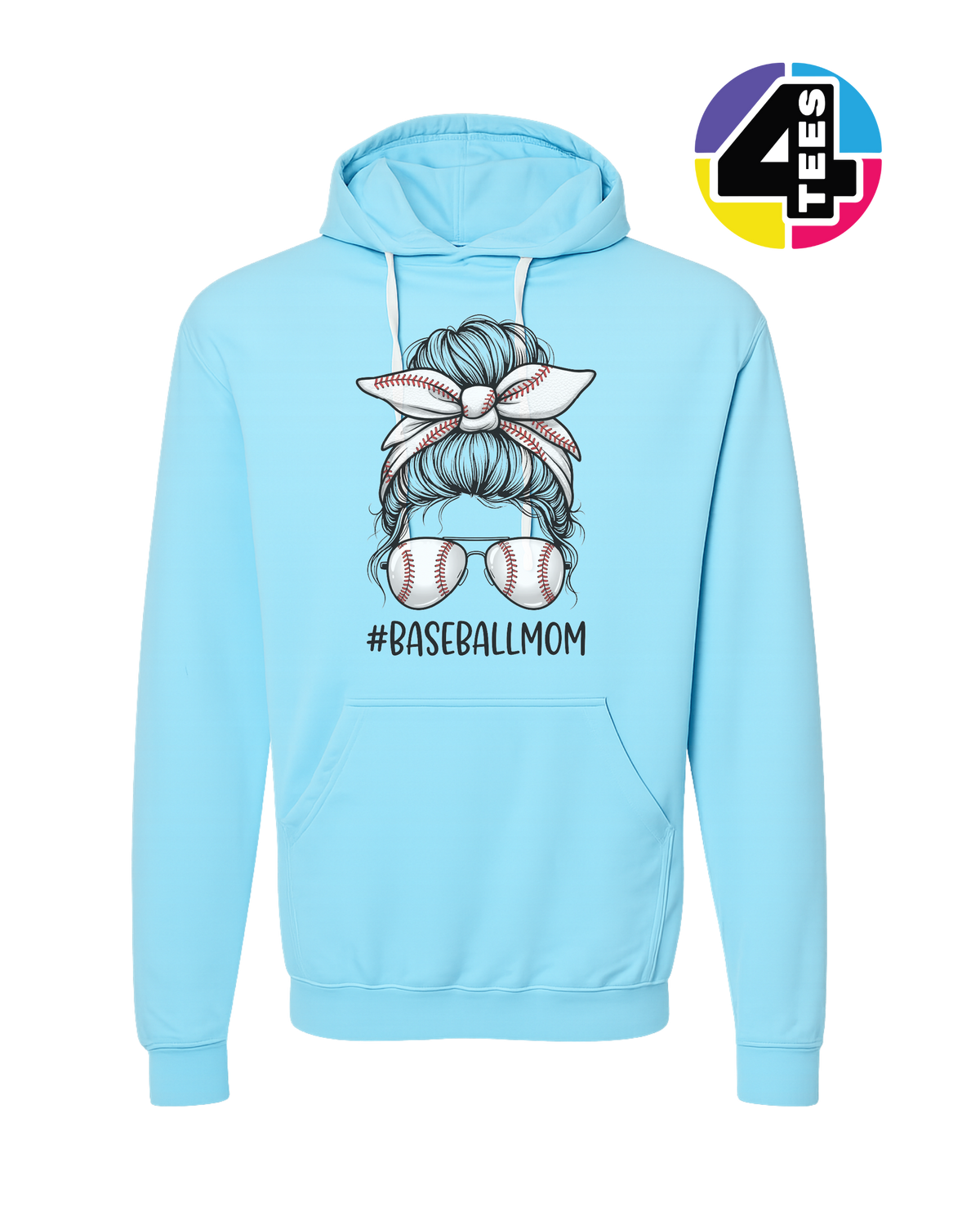 Baseball Mom Messy Bun Hoodie