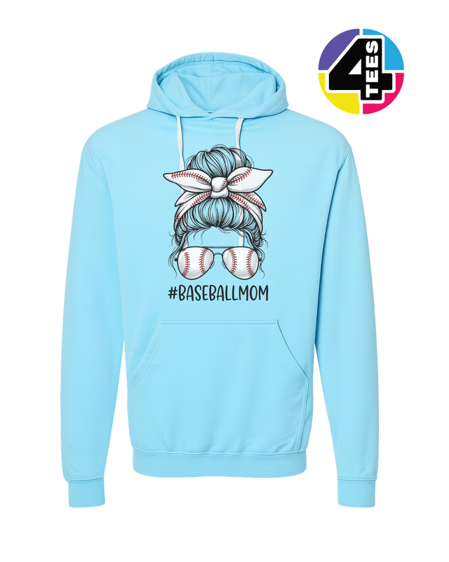 Baseball Mom Messy Bun Hoodie
