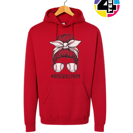 Baseball Mom Messy Bun Hoodie