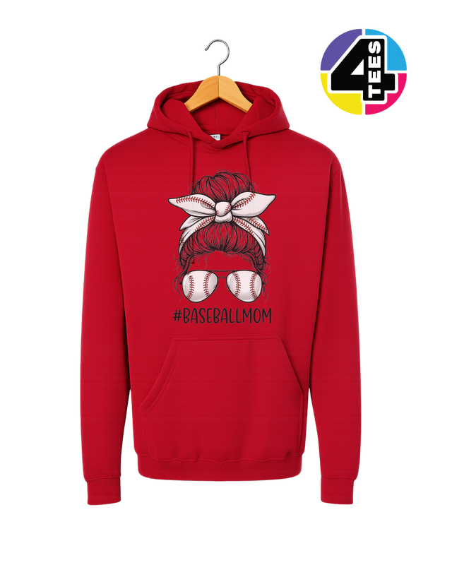 Baseball Mom Messy Bun Hoodie