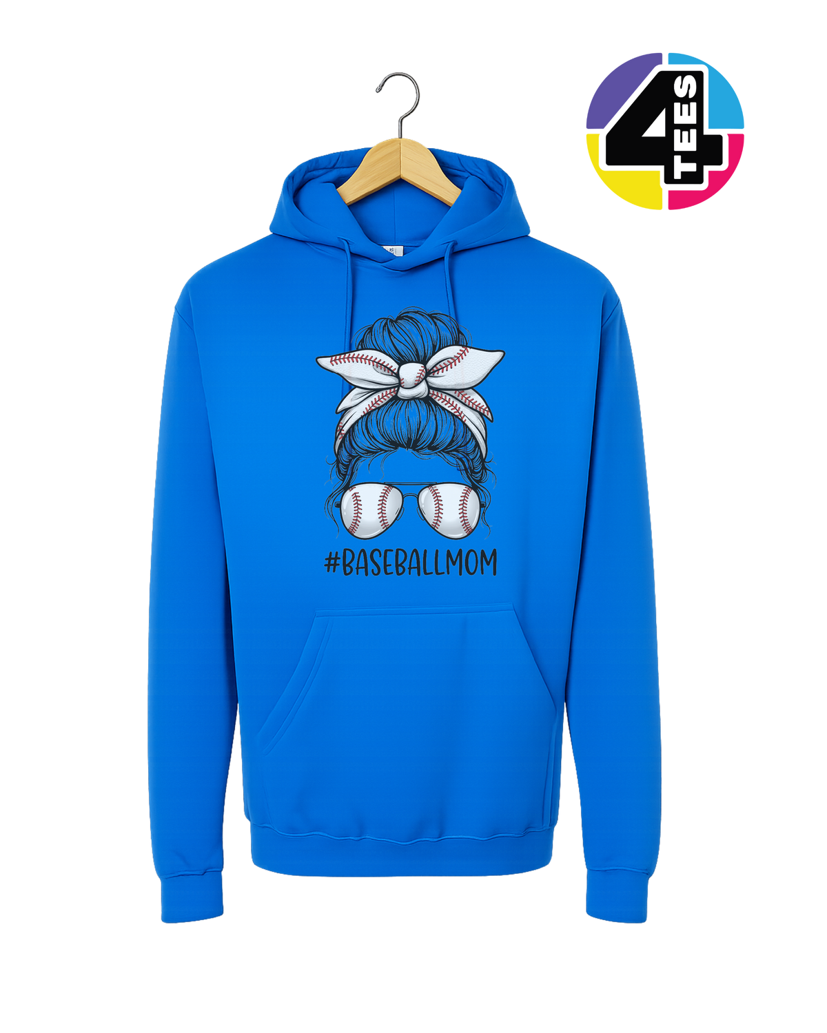 Baseball Mom Messy Bun Hoodie