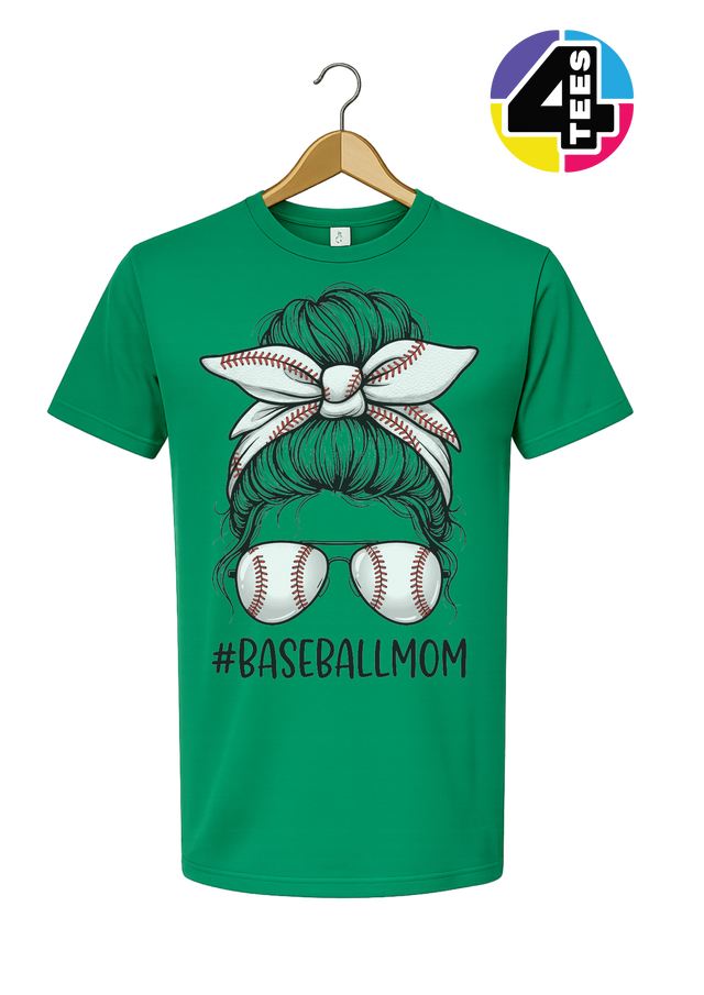 Baseball Mom Messy Bun Tee