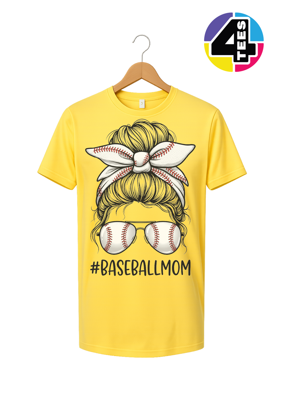 Baseball Mom Messy Bun Tee