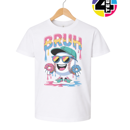 Bruh Baseball Donut Youth Tee
