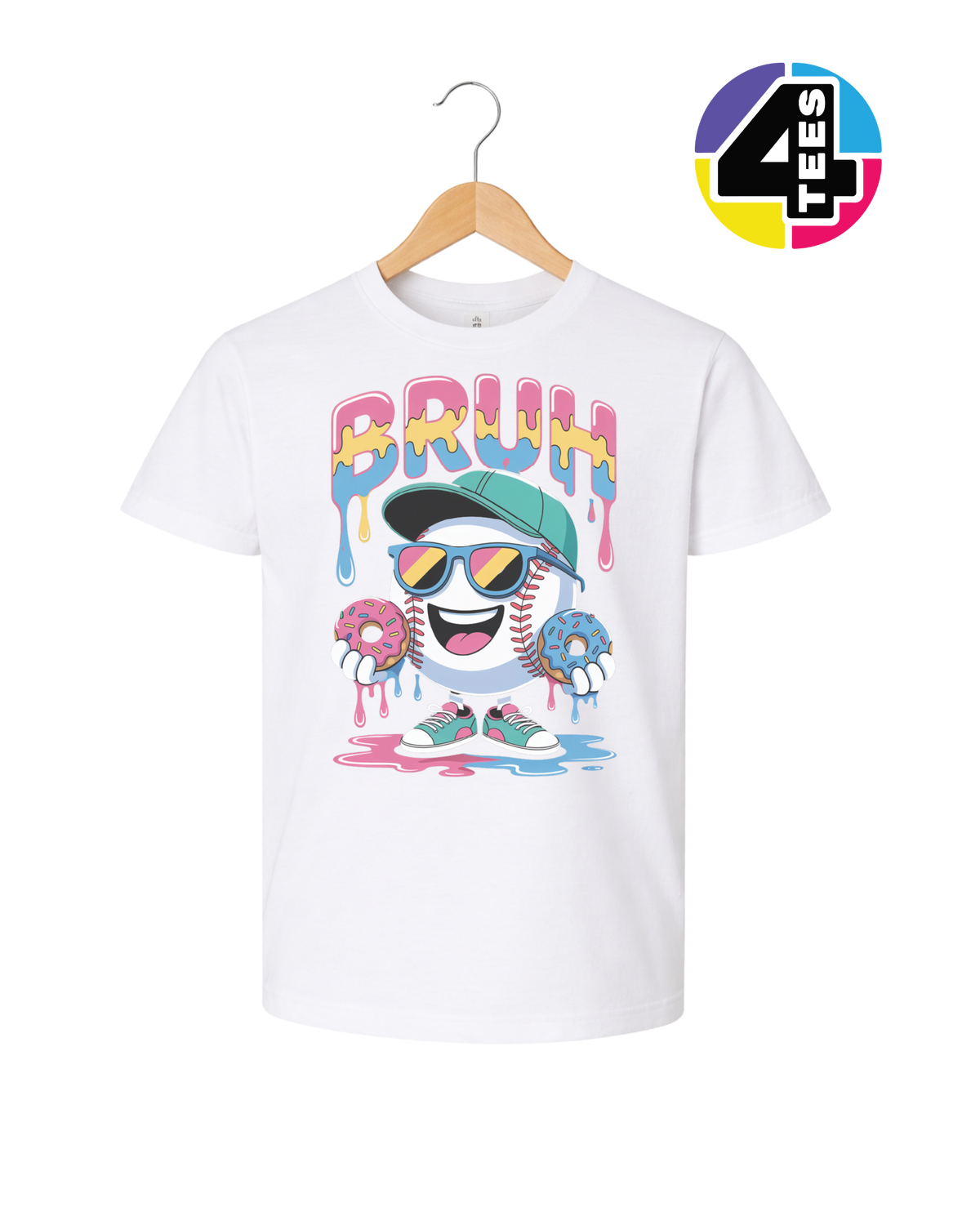 Bruh Baseball Donut Youth Tee