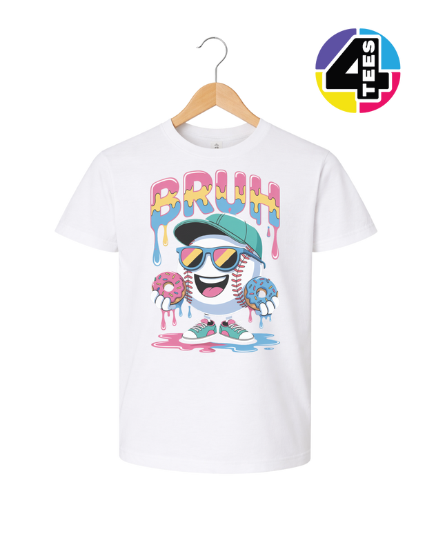 Bruh Baseball Donut Youth Tee