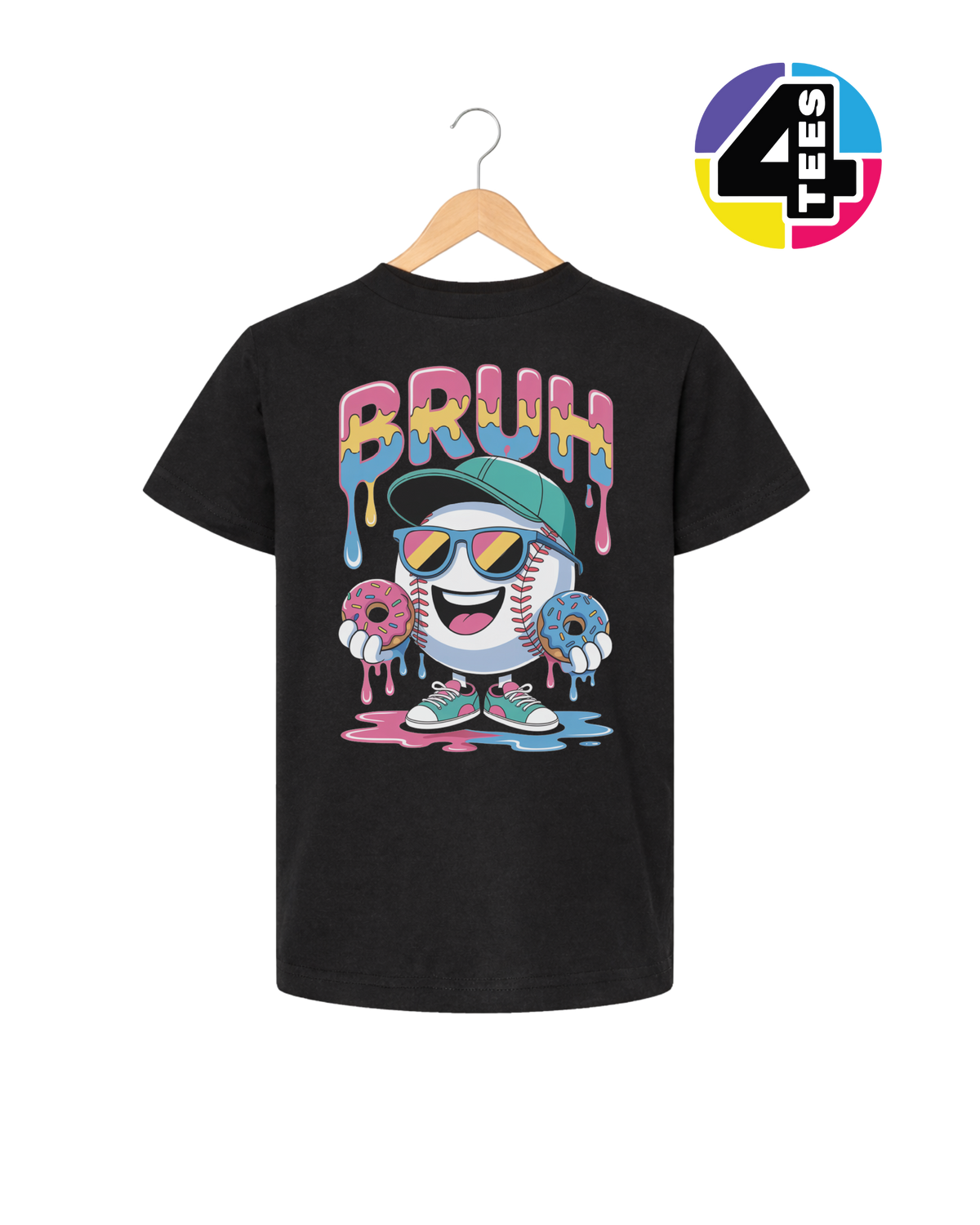 Bruh Baseball Donut Youth Tee