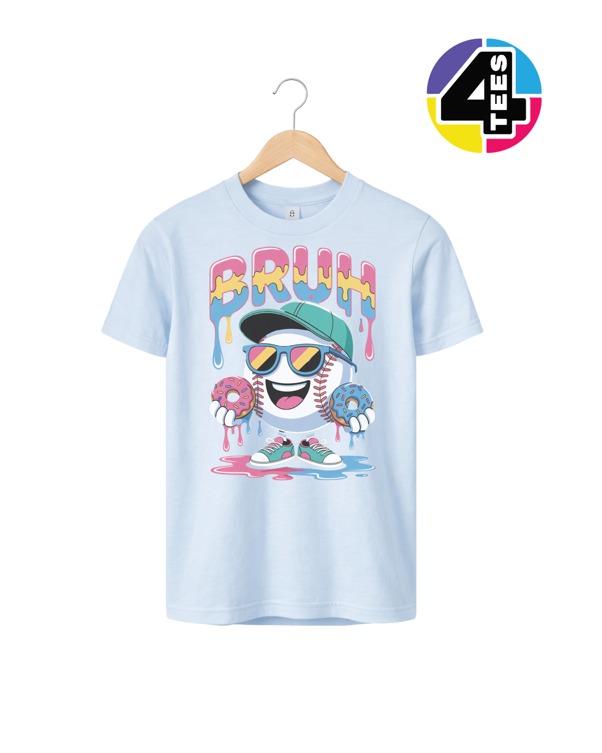 Bruh Baseball Donut Youth Tee
