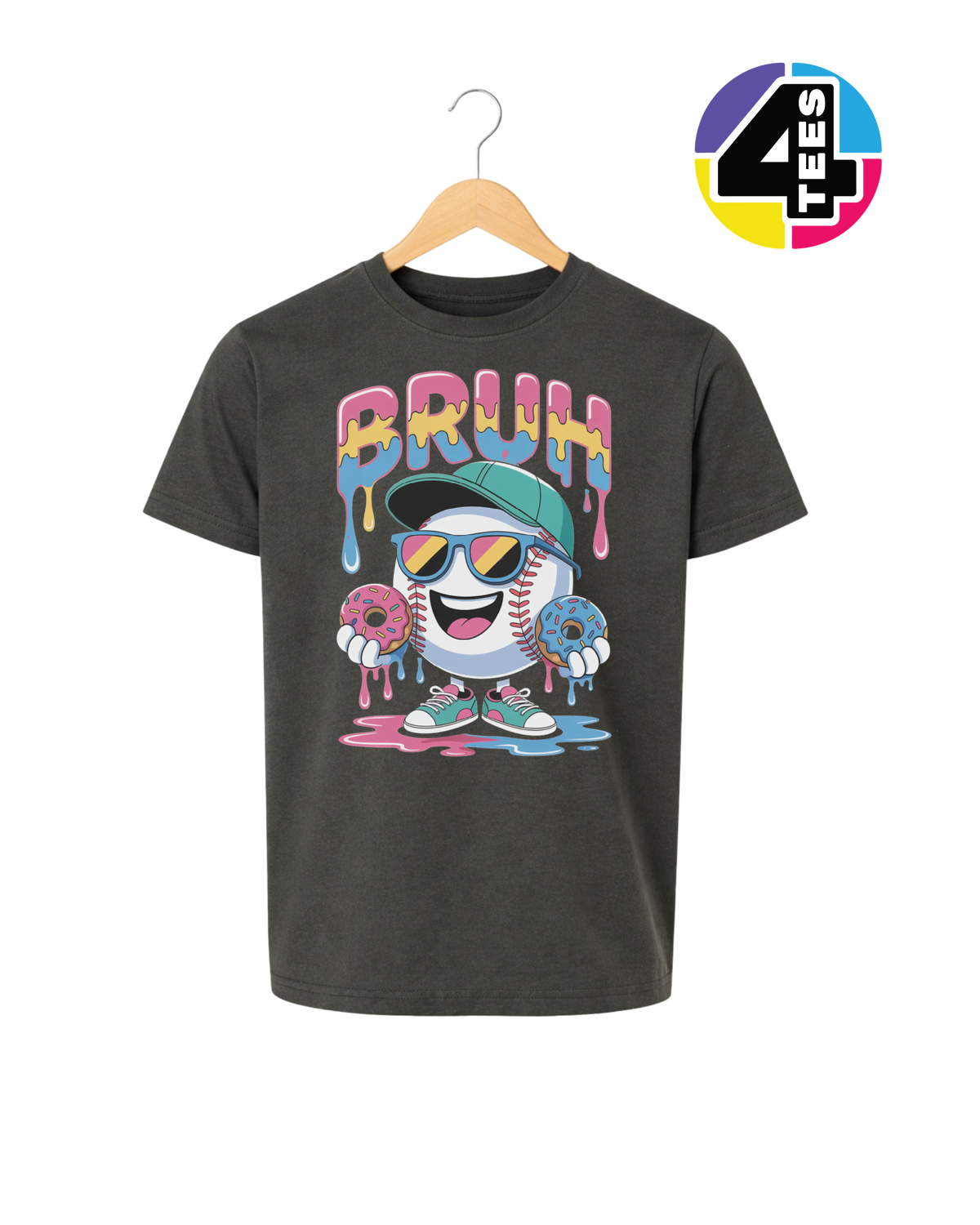 Bruh Baseball Donut Youth Tee