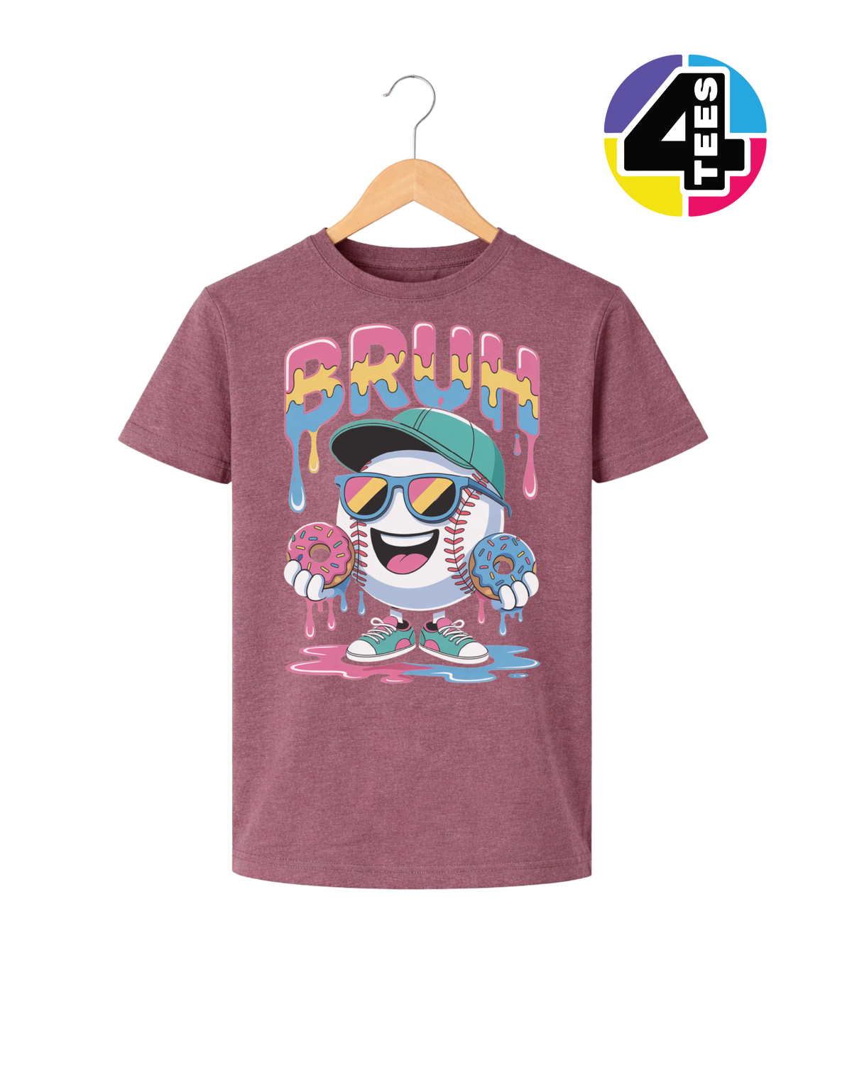 Bruh Baseball Donut Youth Tee