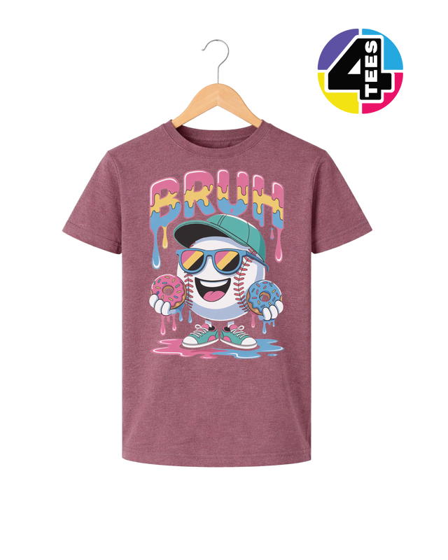 Bruh Baseball Donut Youth Tee