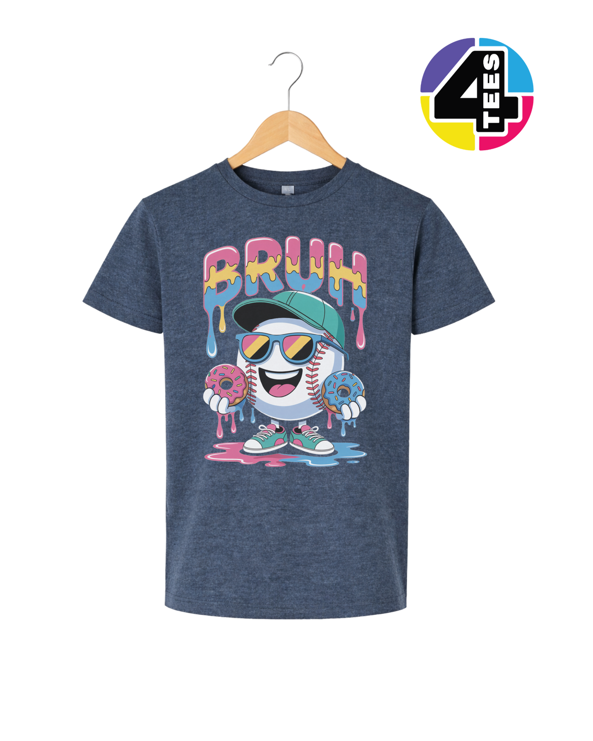 Bruh Baseball Donut Youth Tee
