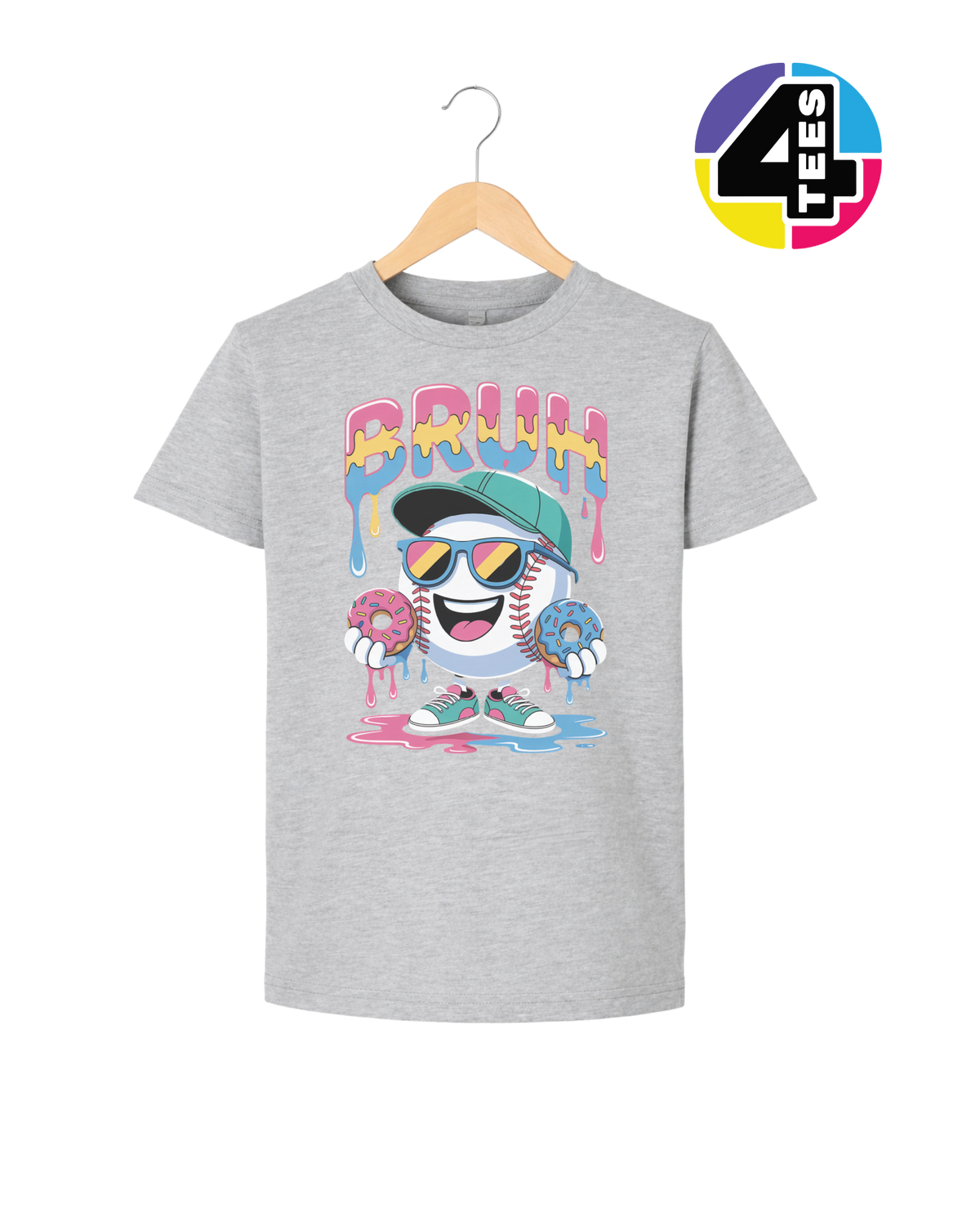 Bruh Baseball Donut Youth Tee