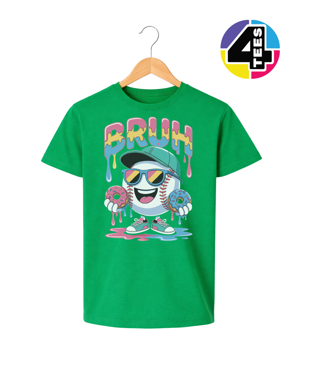 Bruh Baseball Donut Youth Tee