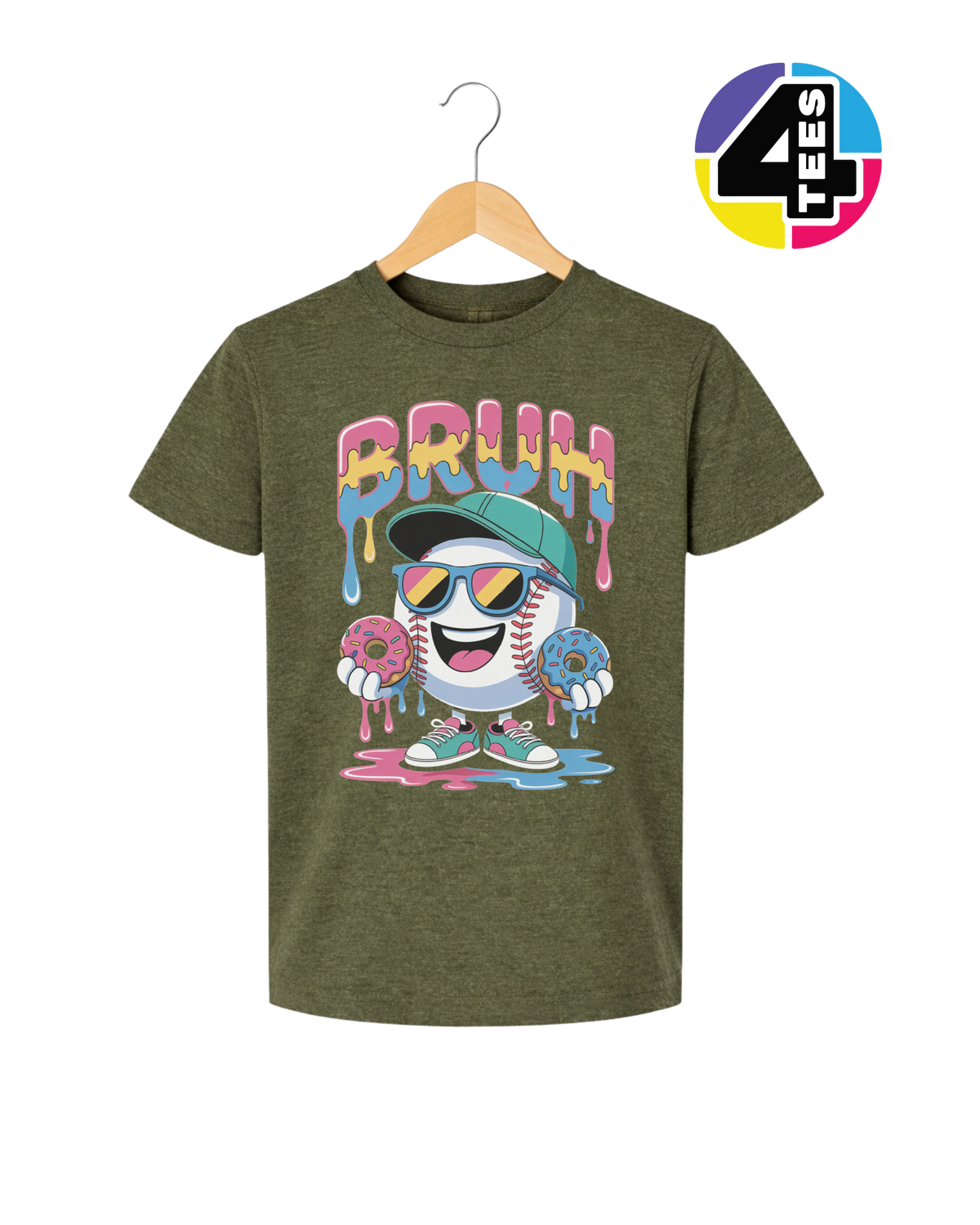 Bruh Baseball Donut Youth Tee