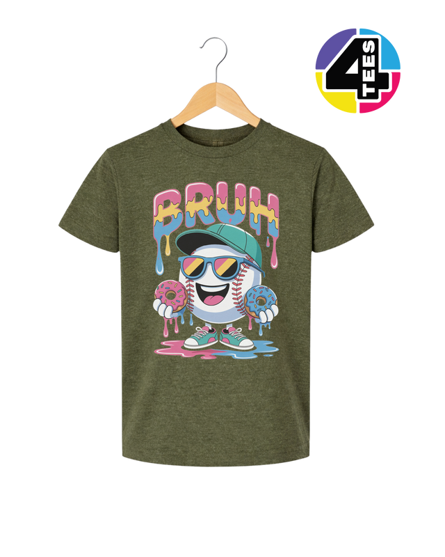 Bruh Baseball Donut Youth Tee