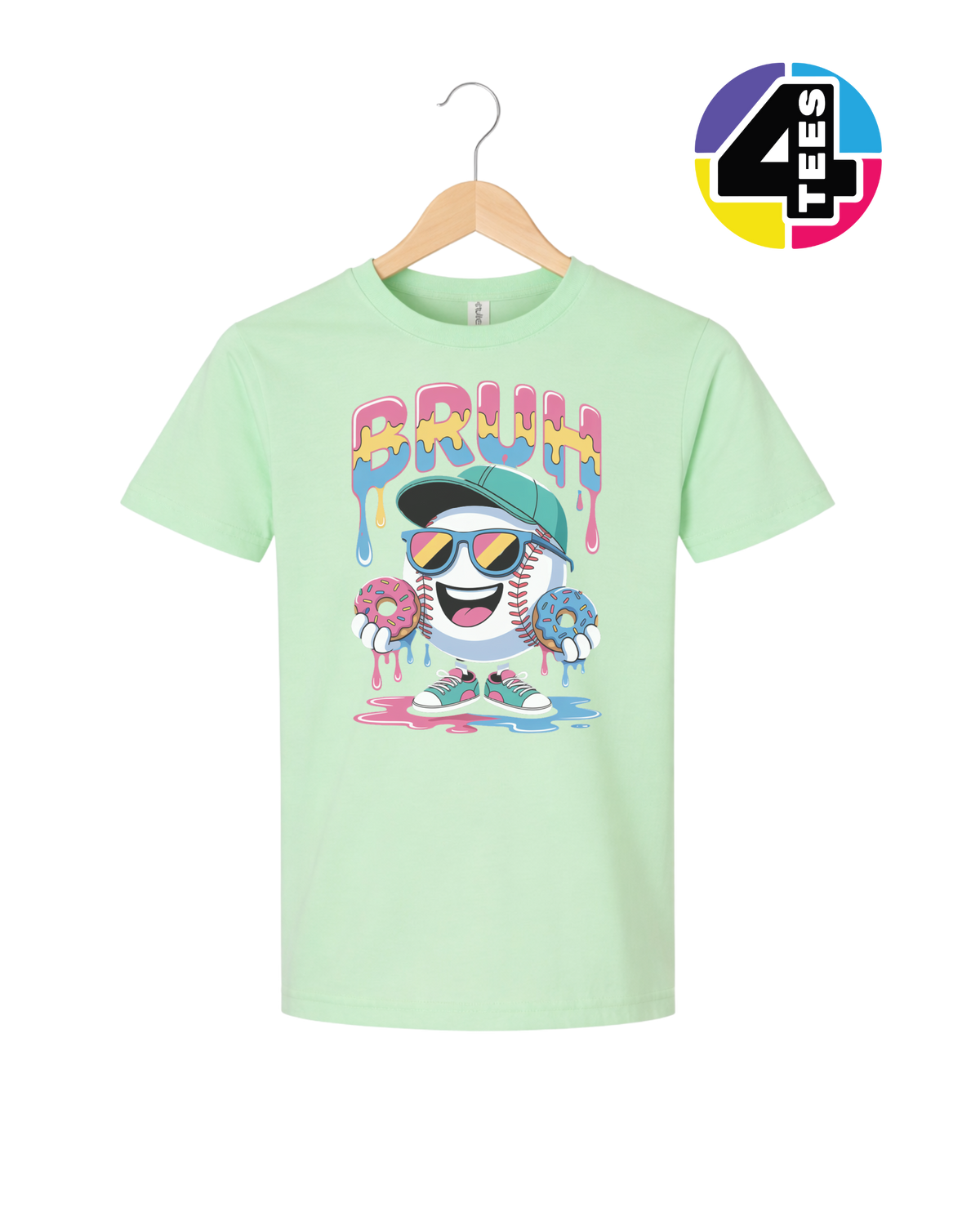 Bruh Baseball Donut Youth Tee