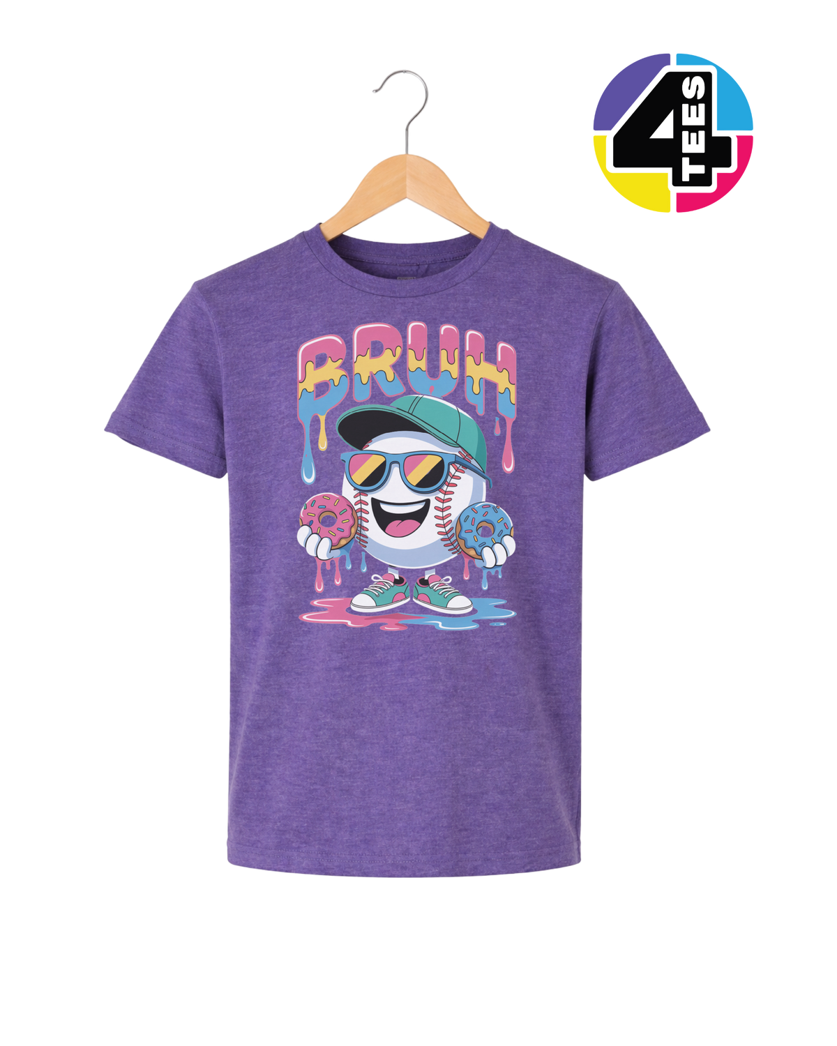 Bruh Baseball Donut Youth Tee