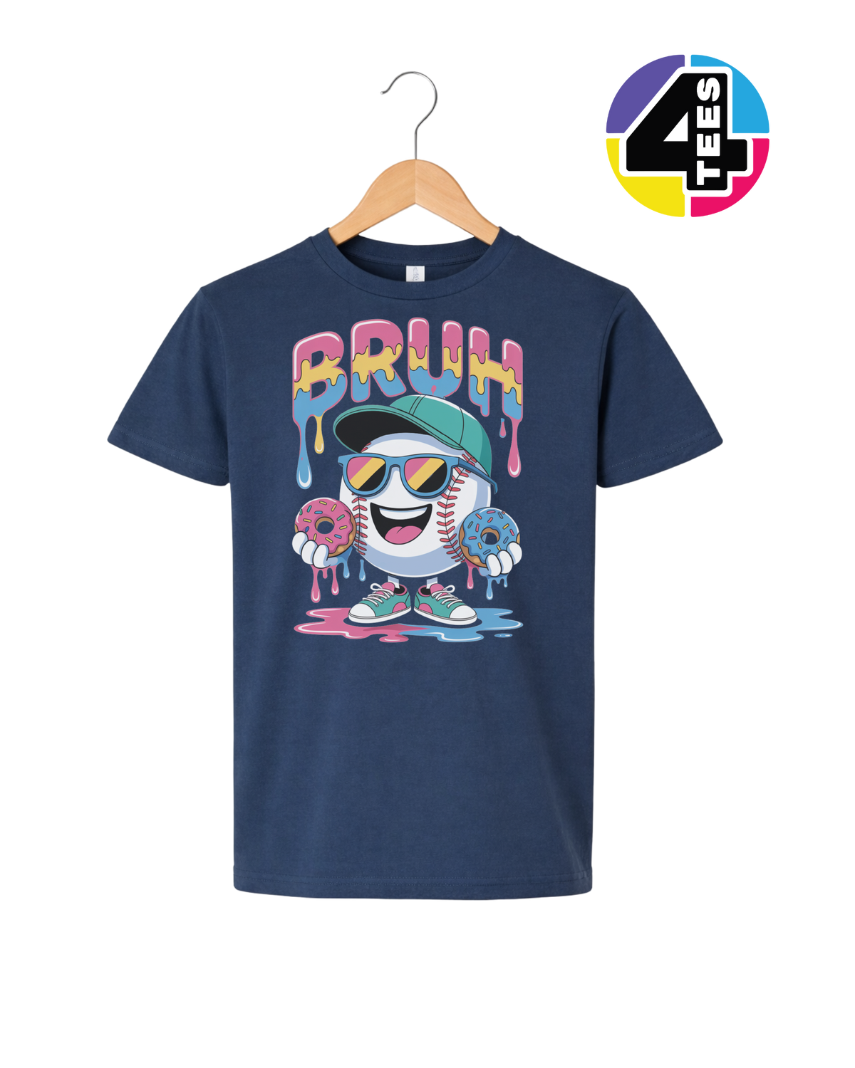 Bruh Baseball Donut Youth Tee