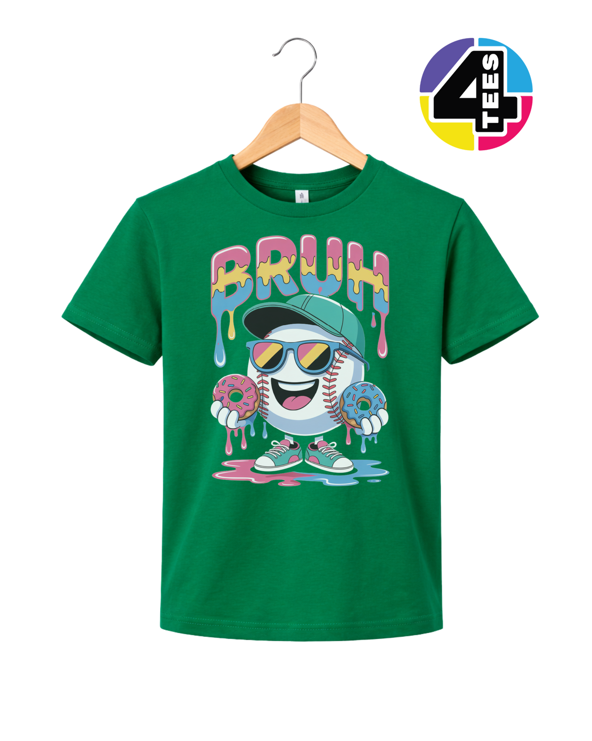 Bruh Baseball Donut Youth Tee